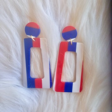 Holland acryl oorbellen rood wit blauw