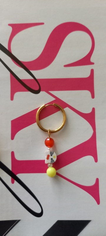 Rood Wit Geel Oorbel kat Oeteldonk