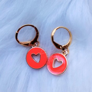 Oranje Hartjes Oorbellen