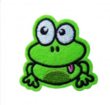 Kikker met Tong Embleem   Kikker / Oetelemblee  in lekker fel kleur groen.