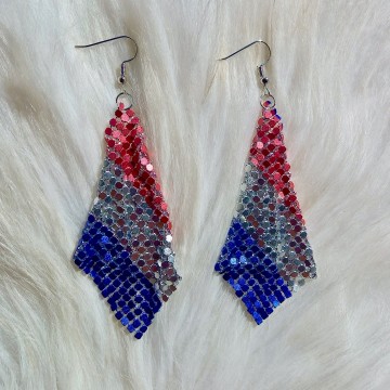 Rood Wit Blauw Oorbellen Pailletten