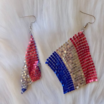 Rood Wit Blauw Oorbellen Pailletten