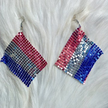 Rood Wit Blauw Oorbellen Pailletten